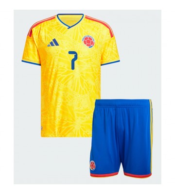 Colombia Luis Diaz #7 Hjemmebanetrøje Børn VM 2026 Kortærmet (+ Korte bukser)